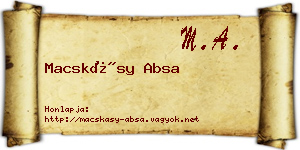 Macskásy Absa névjegykártya